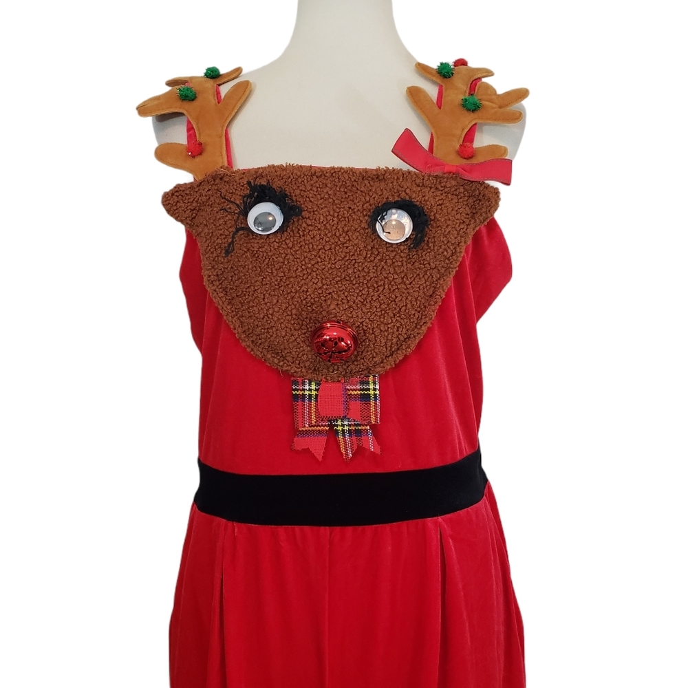 Eyeshadow Red Christmas Reindeer Velour Sz L - Picture 2 of 9
